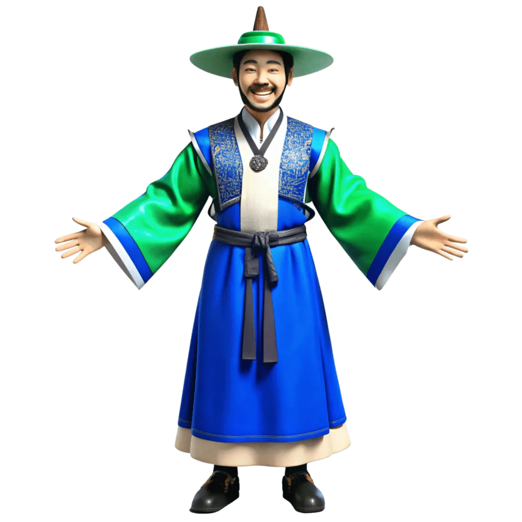 Koreansk krigare i traditionell klädsel 3D-modell, Sydkorea KETA
