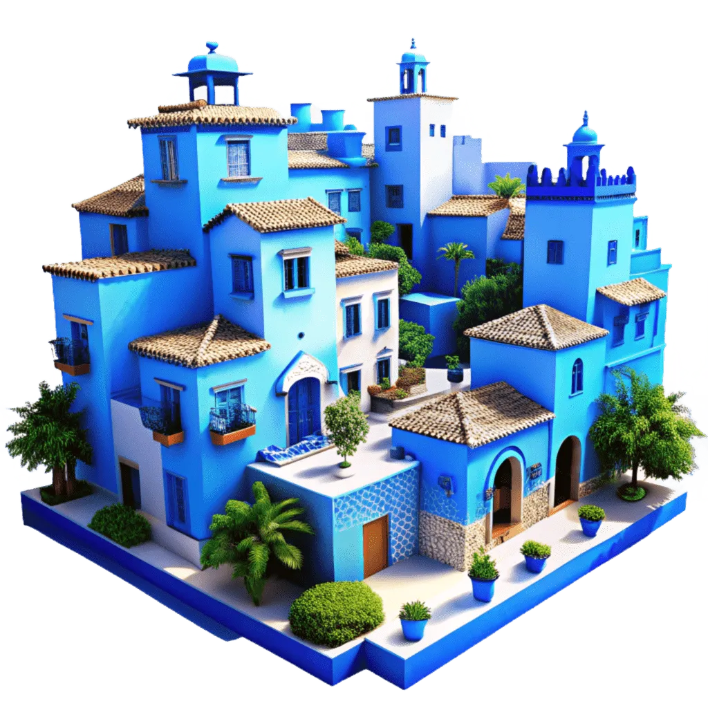 Chefchaouen 3D-modell, Marocko e-visum