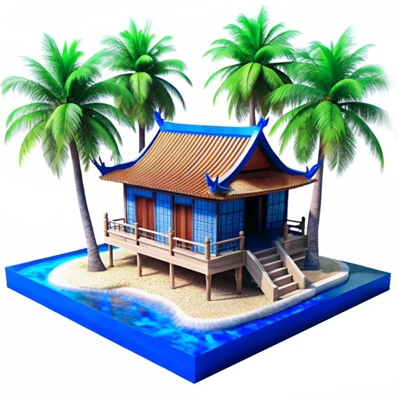 Vietnams hus på stranden 3D-modell, Vietnam Visum