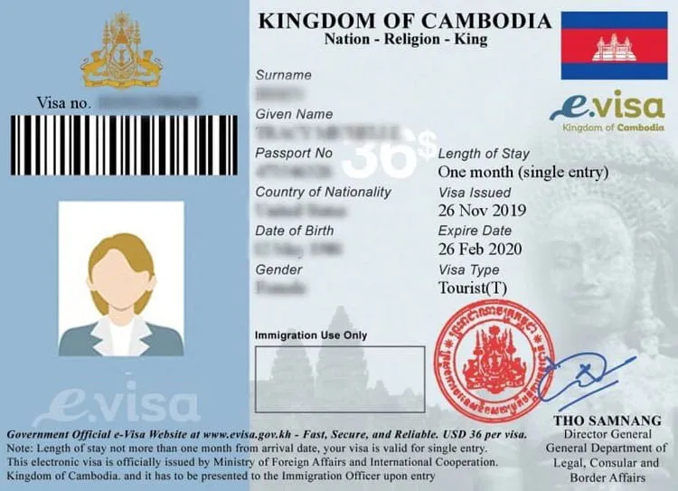 Exempel: E-visum till Kambodja
