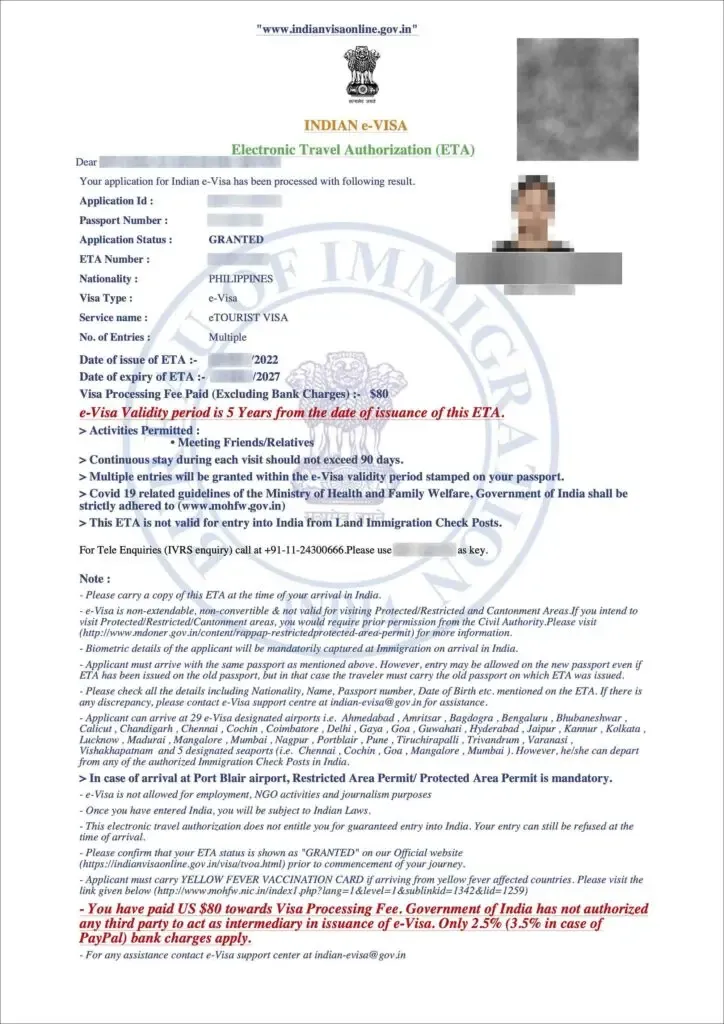 Exempel: E-visum till Indien